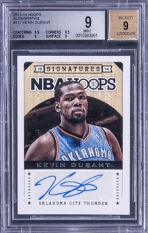 2013-14 Panini Hoops #111 Kevin Durant Signed Card - BGS MINT 9/BGS 9